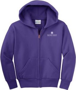 Youth Full-Zip Hooded Sweatshirt, Purple